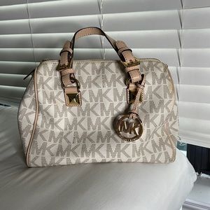 Michael Kors Grayson Signature Canvas and Leather Boston Bag